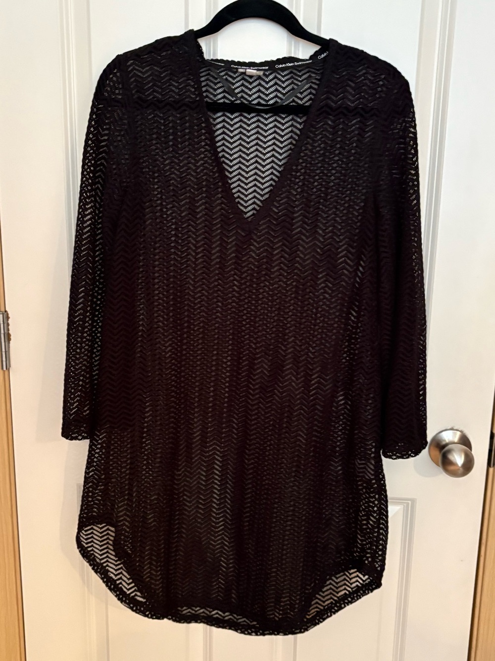 Calvin Klein Black V-Neck Beach Coverup Tunic